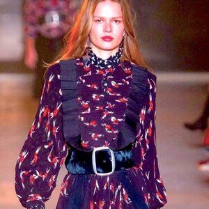 NWT Designer ISABEL MARANT Wilem Haut Ruffle Pleat Blouse Black M MSRP $1375